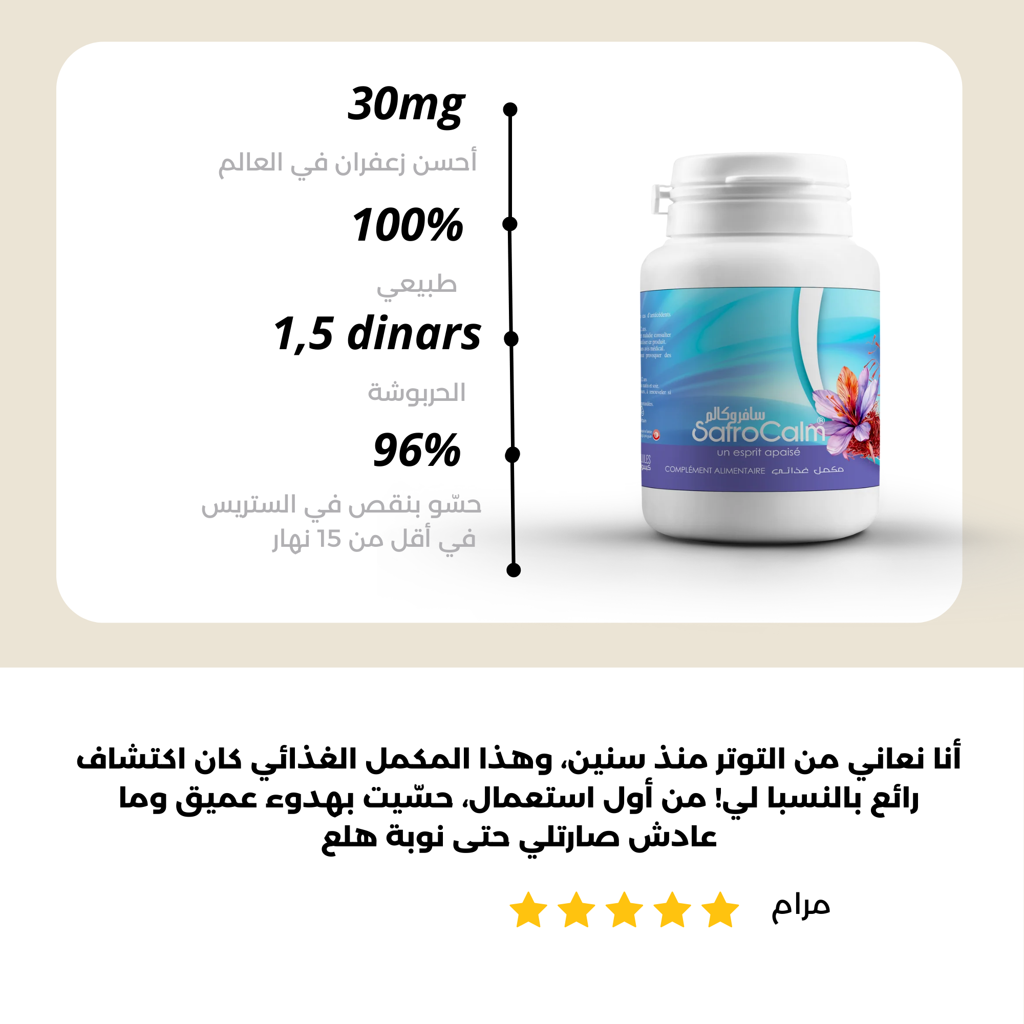 Boîte de Safrocalm – complément alimentaire contre le stress, l’anxiété et les crises d’angoisse, panique
