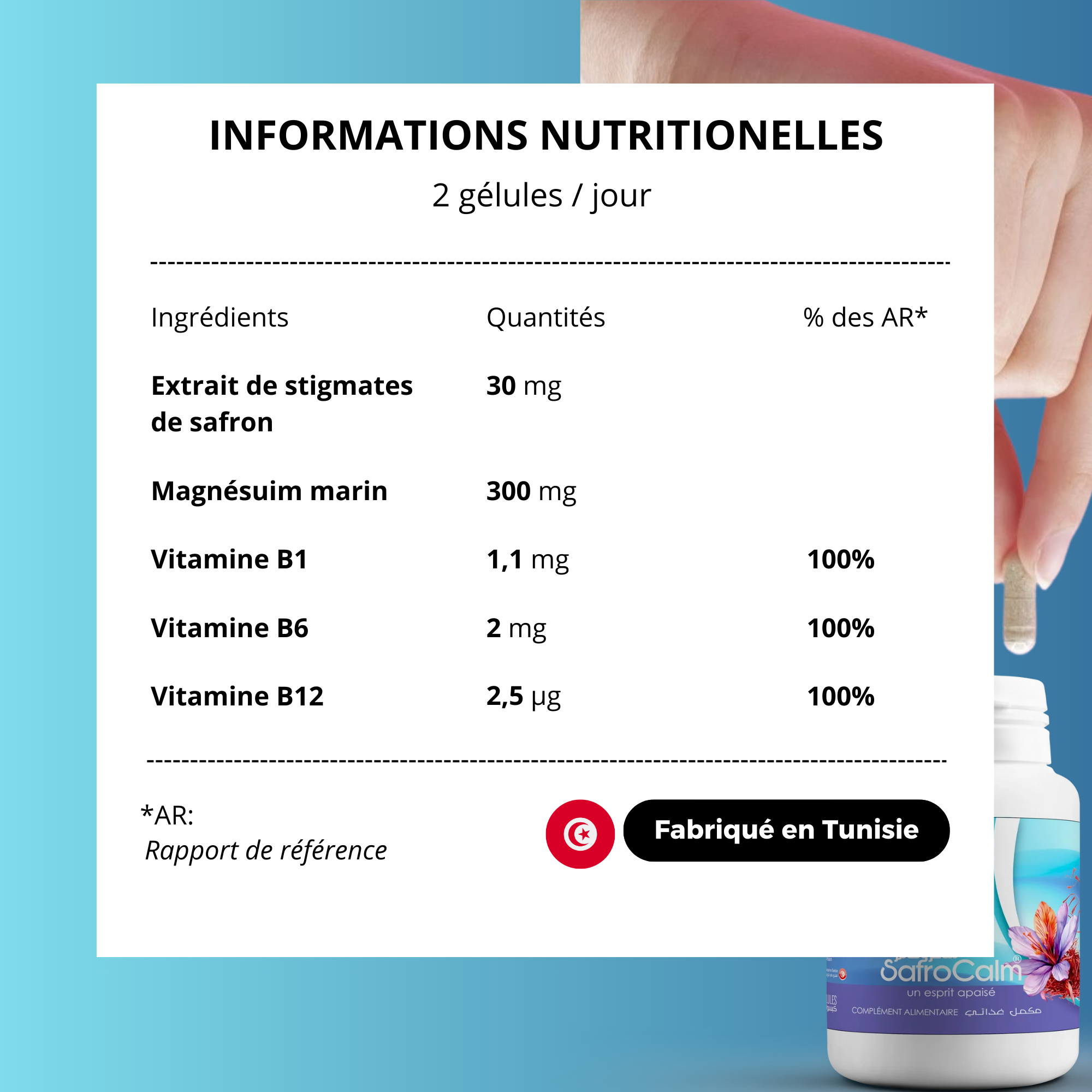 Boîte de Safrocalm – complément alimentaire contre le stress, l’anxiété et les crises d’angoisse, panique